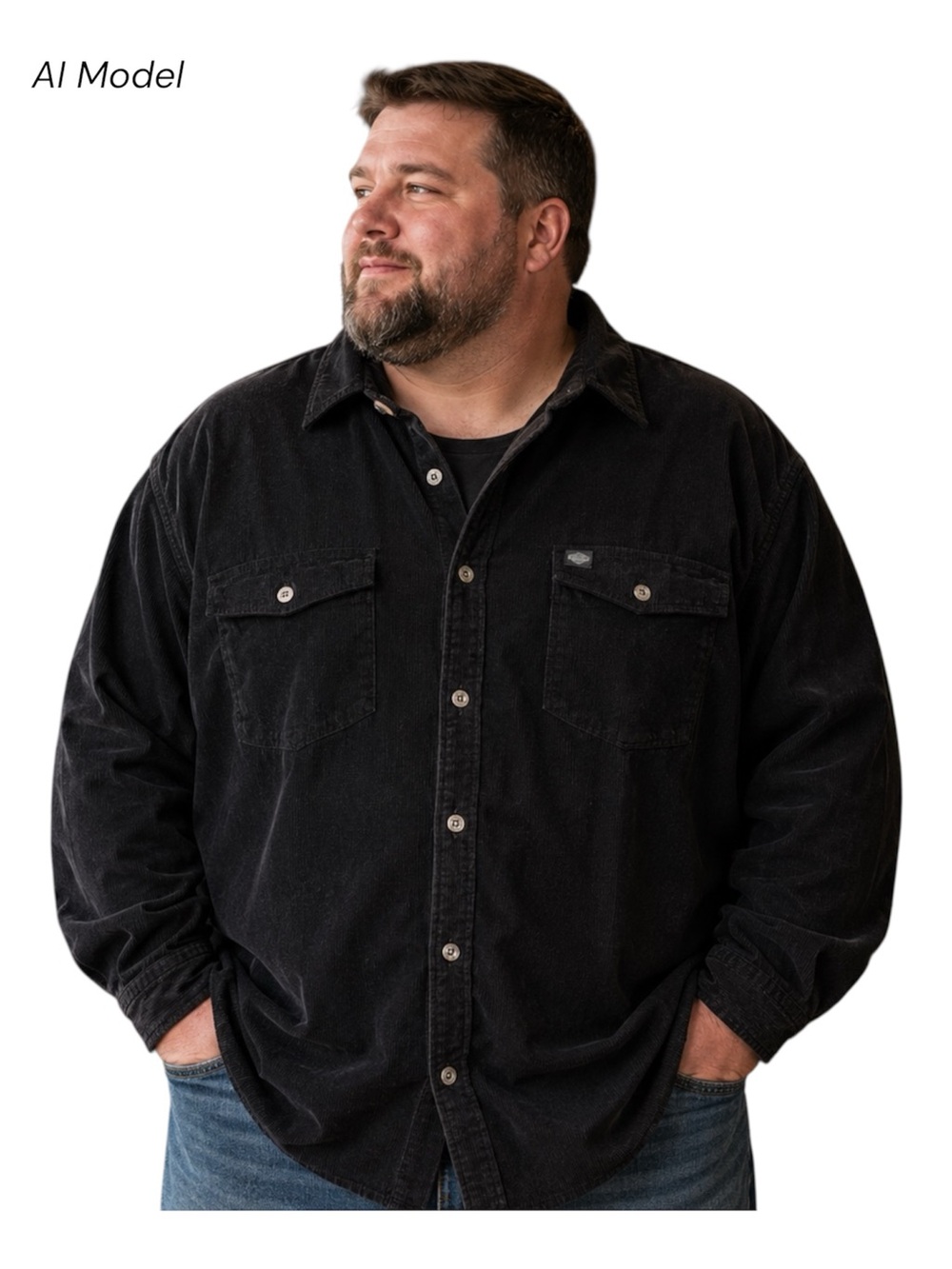 Harley Davidson Men’s Shirt Corduroy Black 4XL